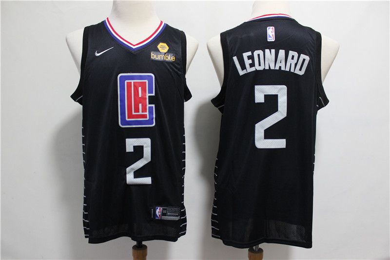 Men Los Angeles Clippers #2 Leonard Black Nike Game NBA Jerseys